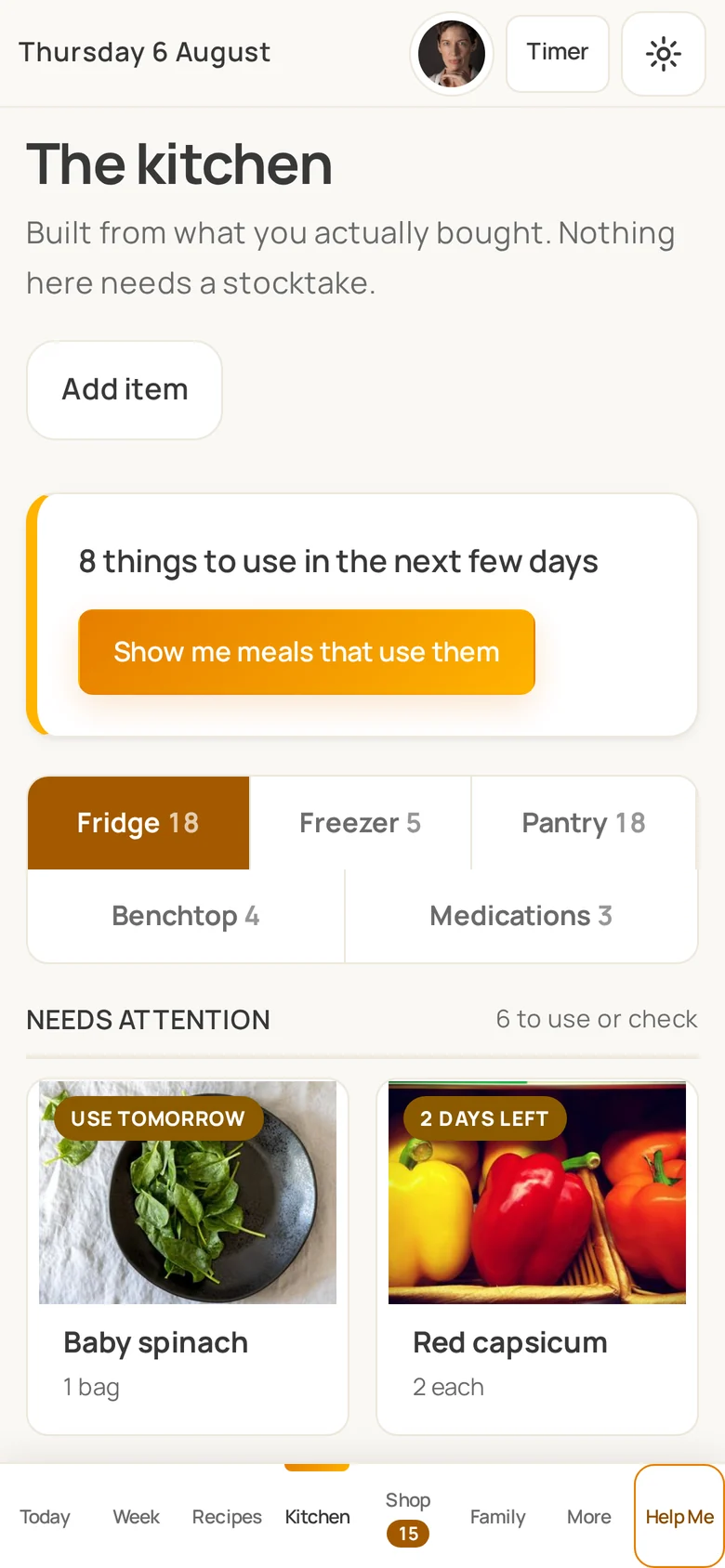 The kitchen view on a phone.